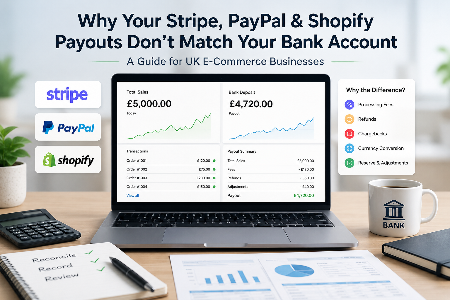 Why Your Stripe, PayPal & Shopify Payouts Don't Match Your Bank Account